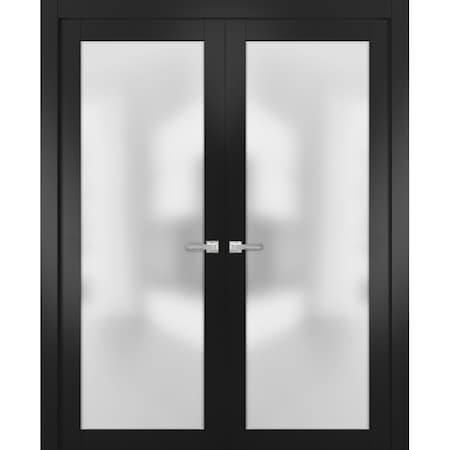 Sartodoors Double French Interior Door, 72" x 80", Black PLANUM2102DD-BLK-72